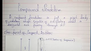 Compound Pendulum  Concept and Derivation  PDF Notes in Description [upl. by Nomannic]