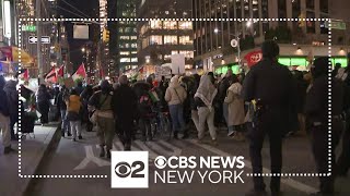 Arrests made at demonstration near Rockefeller Center Christmas tree lighting [upl. by Debor]