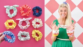 How to make SCRUNCHIES  any size  with a tie EASY [upl. by Deeanne337]