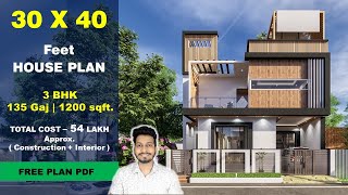 30x40 Duplex House plan 3D  135 Gaj  1200 sqft  30x40 Walkthrough  DV Studio [upl. by Ylatan299]