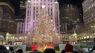 Rockefeller Center Christmas Tree Lighting NYC November 30 2022 arrive Nov 12 New York City NY USA [upl. by Marek]