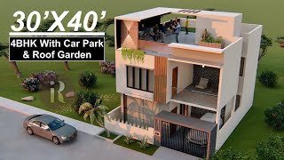 30X40 Duplex House Design  1200 Sqft House Plan  9X12 Meters House Design with Walkthrough [upl. by Hanshaw]