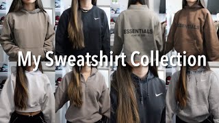 MY SWEATSHIRT COLLECTION 2021  Essentials Aritzia Nike etc [upl. by Moina693]