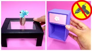 como hacer una Mesa en Miniatura de Cartón  how to make MiniatureTable with Cardboard [upl. by Ahsyekat]