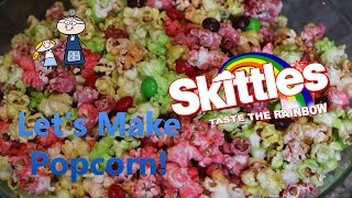 How to Make SKITTLES POPCORN  Homemade Skittles Popcorn  Rainbow Candy Popcorn [upl. by Notsnorb]