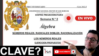 Álgebra🔴Semana 2 Solucionario  CEPRE SAN MARCOS 2022I  Problemas Propuestos🔴 EN VIVO [upl. by Mya]