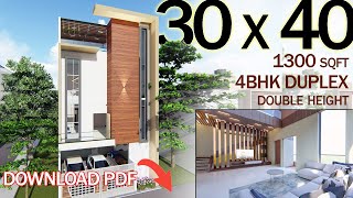 30 x 40 Duplex North facing House design 3D walkthrough amp interior  4 BHK 1300 sqft [upl. by Frere236]