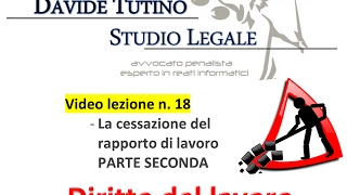 Diritto del lavoro  Video Lezione n 18 La cessazione del rapporto di lavoro 2 [upl. by Deeanne607]