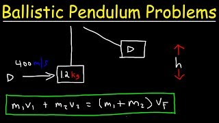 Ballistic Pendulum Physics Problems  Conservation of Momentum amp Energy  Inelastic Collisions [upl. by Yht]