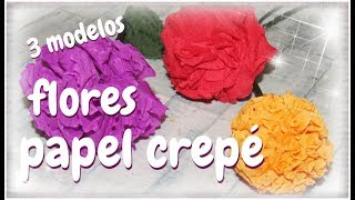 FLORES DE PAPEL CREPE SENCILLAS 3 MODELOS  paso a paso [upl. by Swinton880]