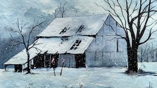 Snowy Winter Landscape with Watercolor Painting Tutorial for Beginners [upl. by Oirobil708]