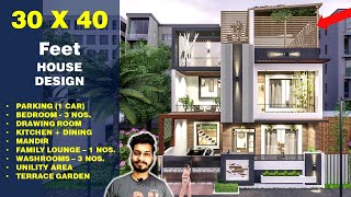 30X40 Feet 135 Gaj  3BHK  SPECIAL TERRACE GARDEN AREA  30X40 Feet House Plan  DV Studio [upl. by Aggappora]