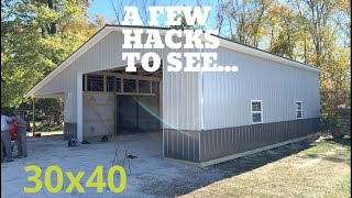 30x40 pole barn with a few hacks to see [upl. by Maxine]