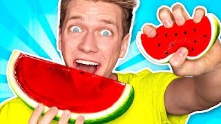 Making CANDY out of SQUISHY FOOD JELLO WATERMELON Learn How To DIY Squishies Food Challenge [upl. by Gignac242]