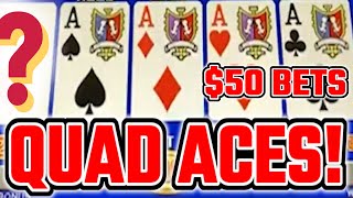 QUAD ACES 🤑 MASSIVE HIGH LIMIT VIDEO POKER JACKPOT [upl. by Allenad]