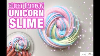 EASY FLUFFY SLIME RECIPE  How to Make Rainbow Unicorn Slime [upl. by Roseanna]